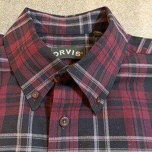 Orvis Signature cotton twill button down long sleeve plaid shirt Large Tall